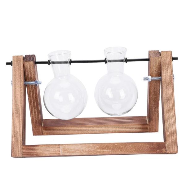 

vases wood modern style glass tableplant bonsai flower wedding decorative vase with wooden tray home decoration accessories