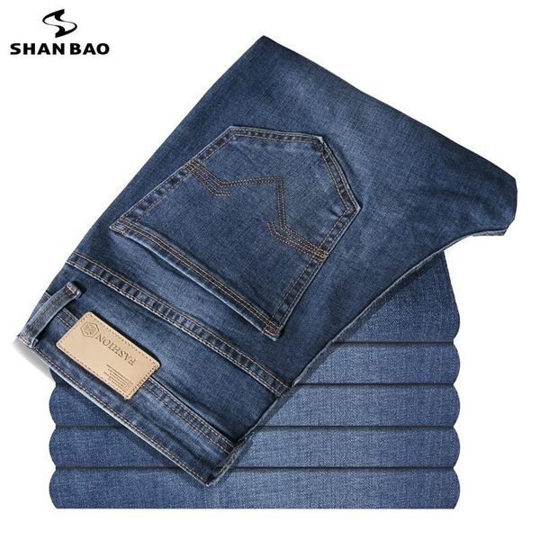 

men's jeans 2021 fitted straight denim classic leather pattern embroidery spring brand clothing fashion blue