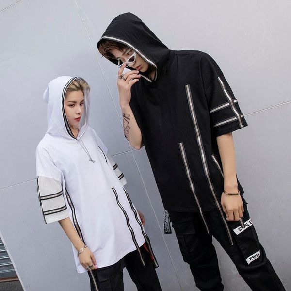 

men's t-shirts 2021 summer solid oversized hip hop men t-shirt, White;black