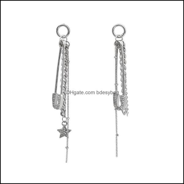 

cuff jewelrycrystal pin long pendant for women gothic fashion earrings female korean party jewelry ear aessories gift drop delivery 2021 5ki, Silver