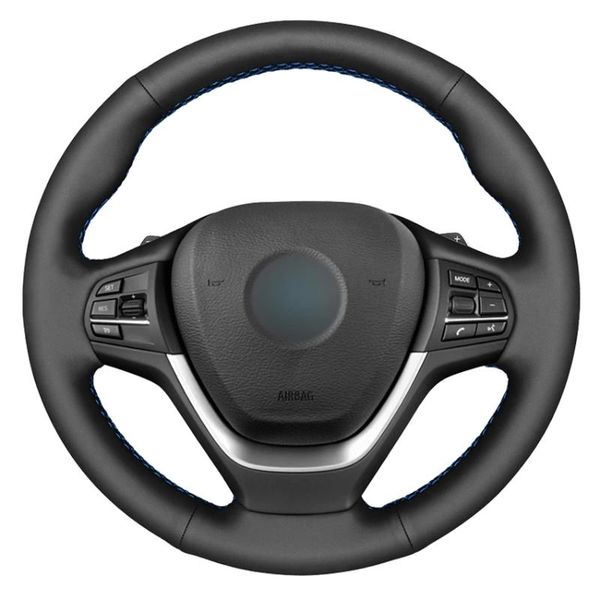 

steering wheel covers black artificial leather hand-stitched car cover for x3 f25 2010-2021 x4 f26 2014-2021