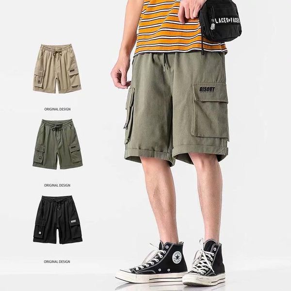 

men's shorts fashion men casual summer cargo pants for male sweatshorts gym clothing loose joggers running multi pocket work clothes, White;black