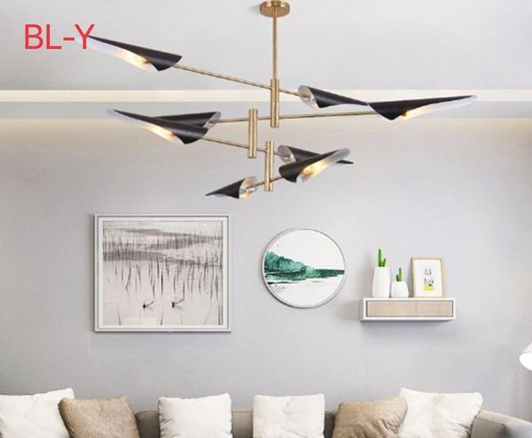 

pendant lamps nordic minimalist creative living room dining chandelier metal oblique mouth industrial wind aircraft art chandeliers