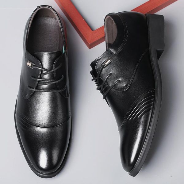 

dress shoes black business genuine leather mens formal oxford men classic fashion lace up party wedding for