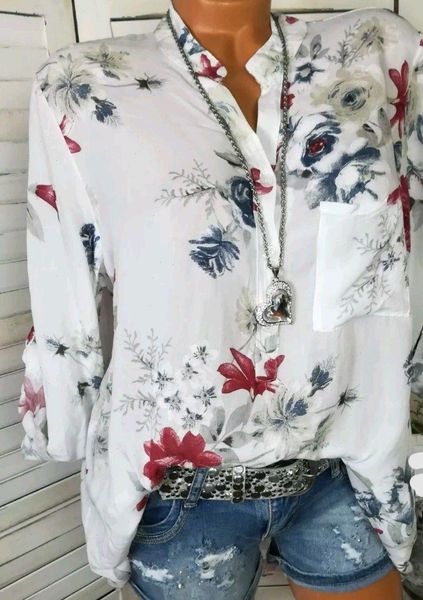

summer women blouses 2021 autumn elegant long sleeve print v neck chiffon blouse blusa casual loose plus size 5xl, White
