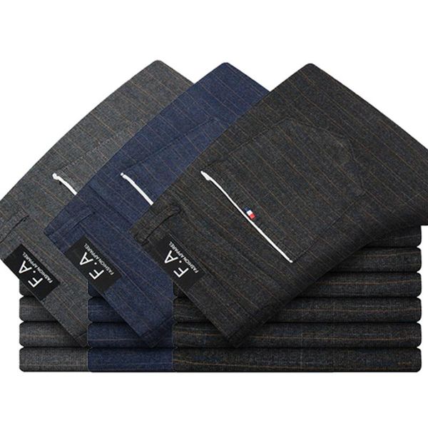 

men's pants 2021 spring autumn fashion mens casual brand business male clothing cotton formal trousers men, Black