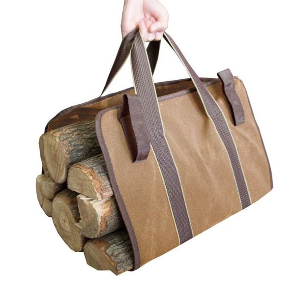 

storage bags portable firewood log carrier outdoor fireplace camping trekking picnic wooden canvas bag