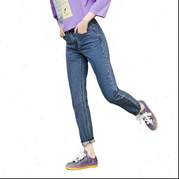 

2021 autumn new denim trousers women middle waist cotton jeans cotton female demin pants drop shipping, Blue