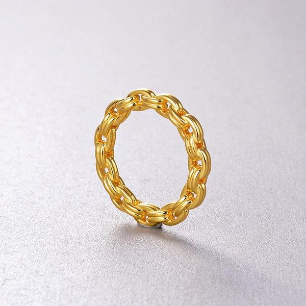 

cluster rings s925 silver chain ring fashion retro temperament personality for women man, Golden;silver