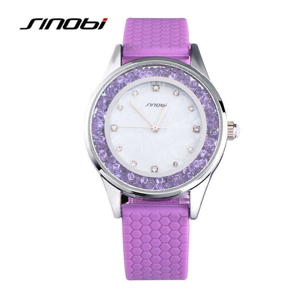 Sinobi Fashion Diamond Orologi da polso da donna Cinturino in silicone Ladies Geneva Orologio al quarzo Orologio da polso femminile Montres Femmes 2020 Q0524