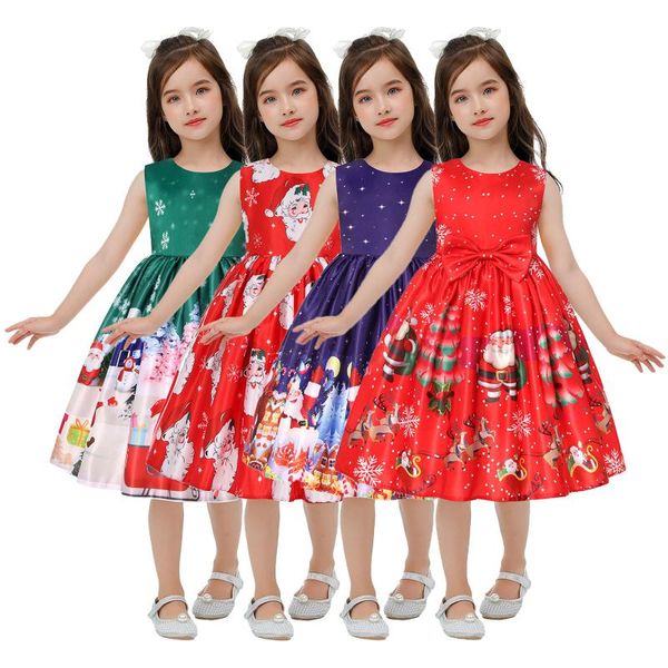

girl's dresses kids children clothes girls christmas princess dress xmas dance party for toddler girl year costume, Red;yellow