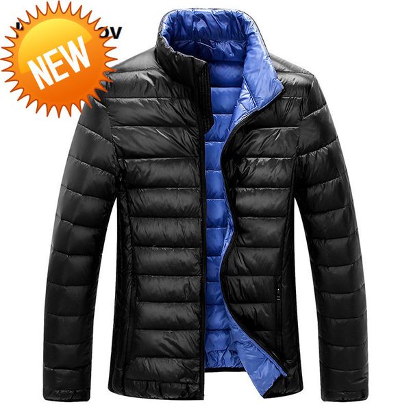 

2019 winter new arrival stand collar down coats men warm parkas slim fit thick down jackets mens overcoat, Black