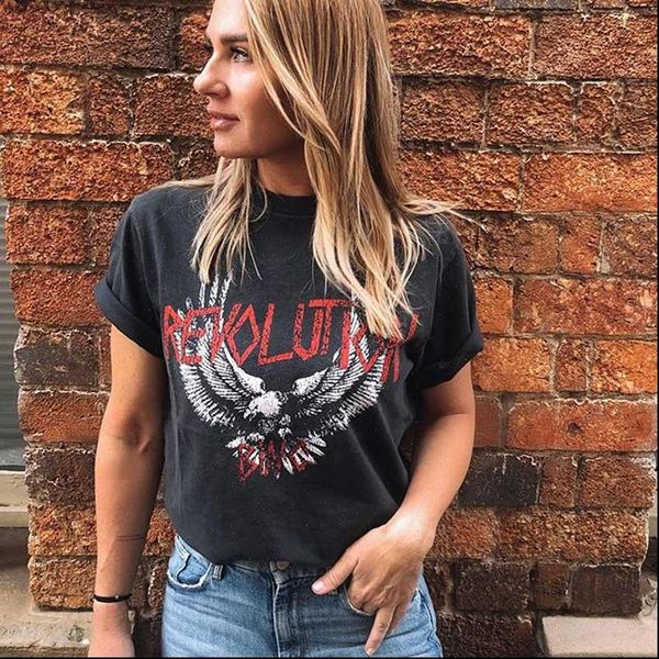 

super chic eagle graphic tees women vintage black t shirt women 100% cotton tee summer casual new 2021 fashion t shirts, White