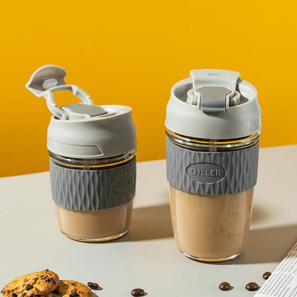 

mugs 1pcs 350ml/500ml anti-scalding coffee glass mug with straw creative small/large direct drinking milk cup gifts for friends