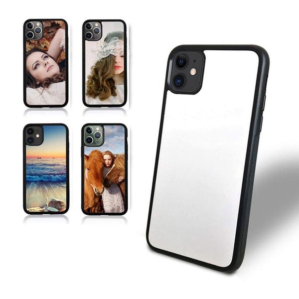 

tpu+pc blank 2d sublimation case heat transfer phone cases iphone 12 11 pro x xr xs max 7 8 8plus with aluminum inserts dhl