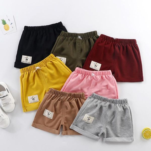 

shorts 2021 summer girl baby boy 7-color pure cotton children's beach loose casual pants comfortable elastic waistline, Black