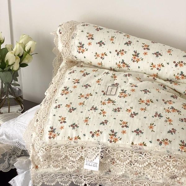 

comforters & sets summer 100% cotton air condition thin nap blanket student cartoon cool quilt patchwork comfortable bed cover office el