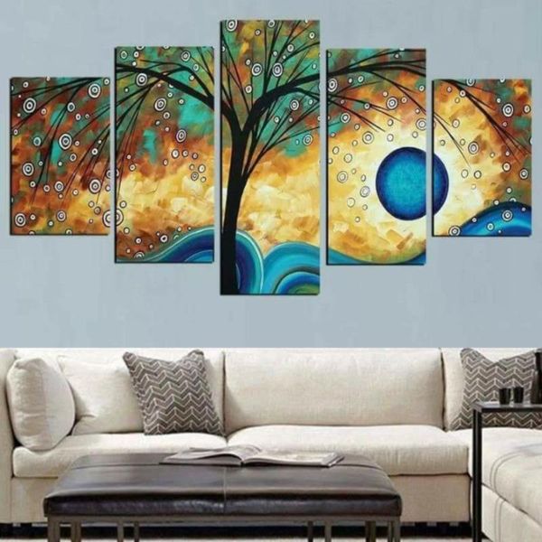 

other home decor modern abstract oil painting on canvas 5pcs money tree wall art picture for living room frame