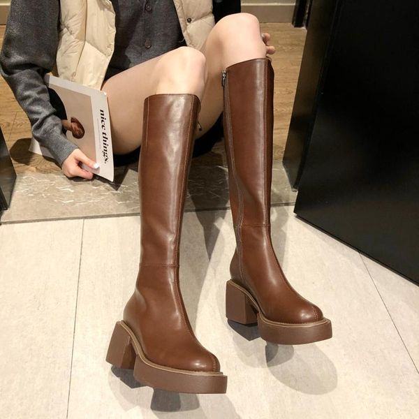 

boots women's high winter black shoes 2021 autumn platform women all-match thigh 35-40