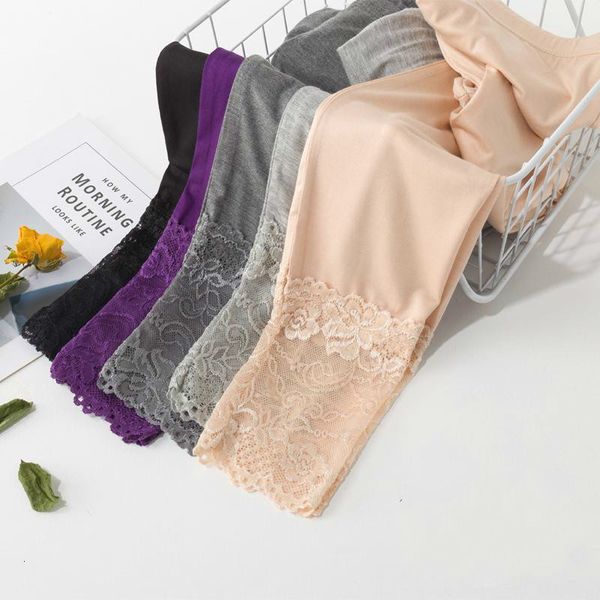 

2021 women spring autumn long leggings female casual lace jeggings new solid color slim stretch ny legging pants l4253lmh, Black