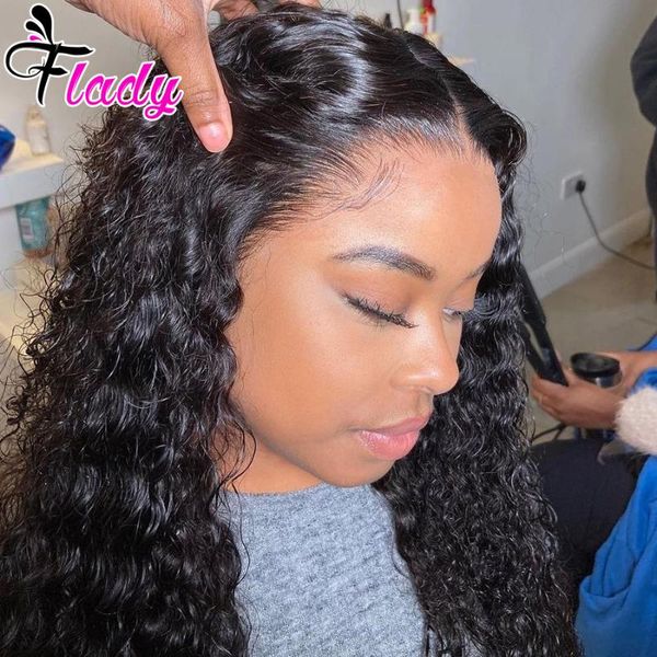 

lace wigs 13x4hd transparent front human hair for women preplucked 180% remy peruvian water wave frontal wig, Black;brown