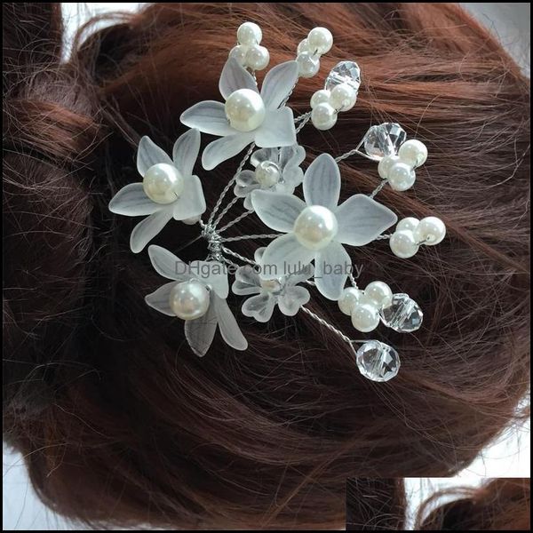 

hair clips & barrettes jewelry red white women hairpins headpieces wedding aessories crystal pearls forks for bridal hairstyle drop delivery, Golden;silver