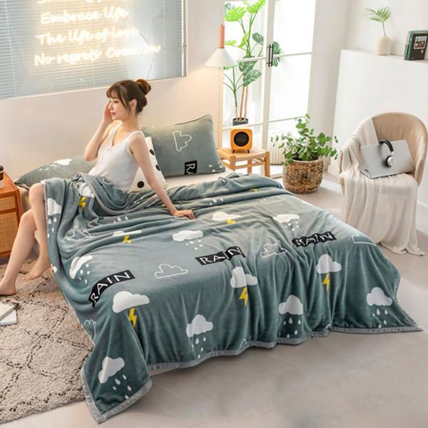 

clouds sunny and rainy stripe flannel blanket super soft bed cover for baby kids children birthday gift