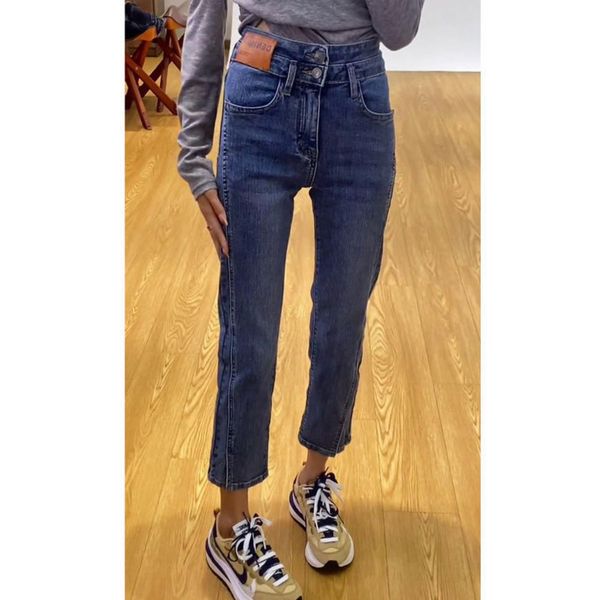 

high waist denim pants summer slim and casual women, Blue