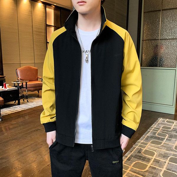 

men's jacket 2021 new spring and autumn casual all-match tooling ins handsome upper clothes black windbreaker ing, Black;brown