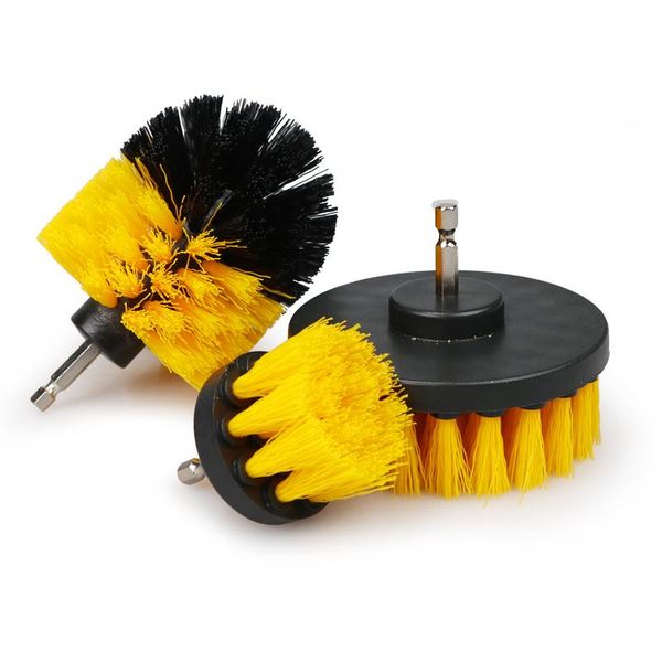 

car sponge 3pcs/set 2/3.5/4'' electric scrubber brush drill kit plastic round cleaning for carpet glass tires nylon brushes