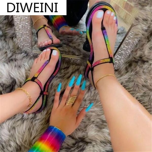 

sandals 2021 summer fashion women's rhinestone comfortable casual retro buckle outdoor beach sandalias de mujer, Black