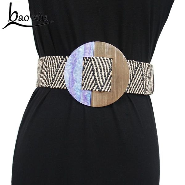 

belts vintage women's runway fashion knitted cummerbunds female dress round buckle corset belt waistband decoration wide blet, Black;brown