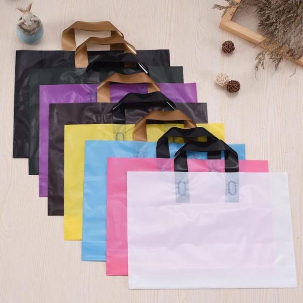 

gift wrap 50pcs 35*25cm 40*30cm small jewelry gifts bag pure color plastic for business with handle candy cookie party favor packaging