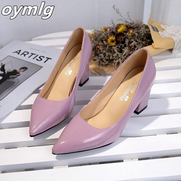 

dress shoes 2021 women pumps black high heels 7.5cm lady patent leather thick with autumn pointed single female sandals big 33-43