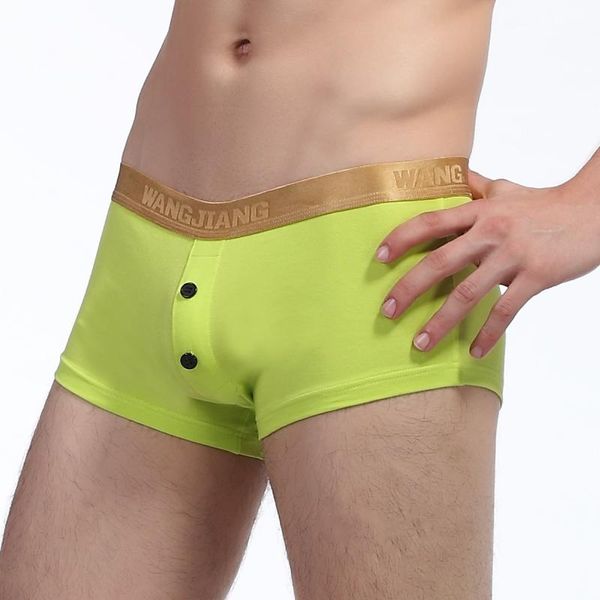 

underpants men cotton boxers with button breathable underwear for man u convex design, Black;white