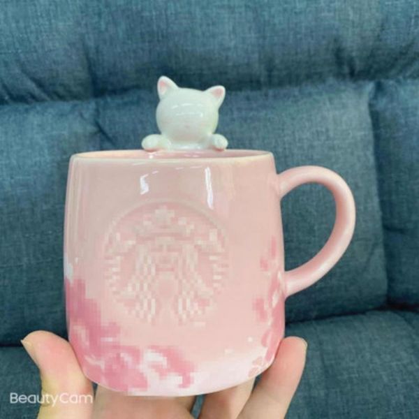 

cups & saucers star home style cup 2021 purple pink cherry blossom viewing cat mug gift cute girlfriend ceramic