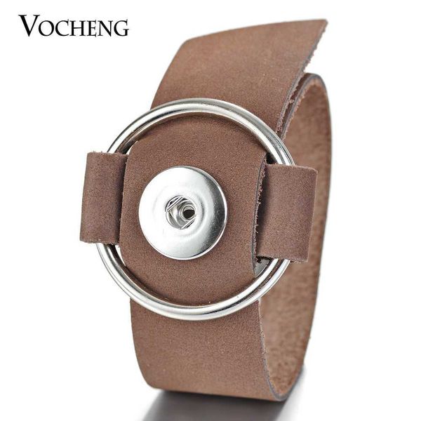 

vocheng snap button jewelry interchangeable wide leather bangle 4 styles fit 18mm nn-493 snap q0719, Black