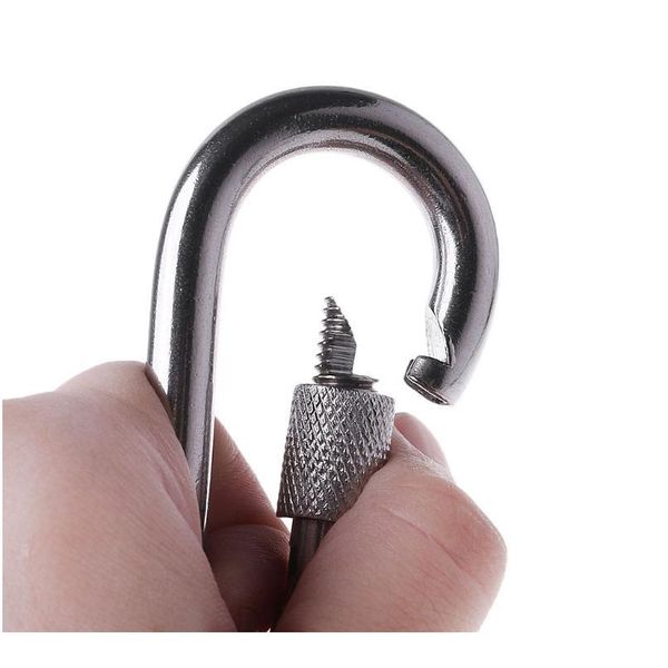 

stainless steel carabiner with screw lock snap hook safety buckle edc keychain stainle jlldig