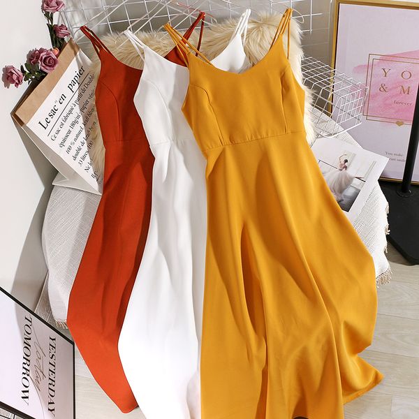 

2021 women party summer slim v neck backless spaghetti strap boho midi es elegant ladies beach long robe zu1m, Black;gray