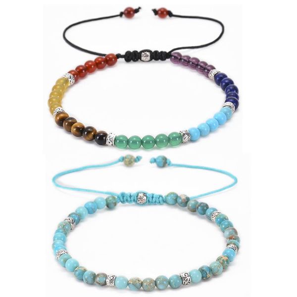 

beaded, strands beads bracelets faceted stone 7 chakra 4mm healing crystal bracelet adjustable handmade jewelry for women, Black