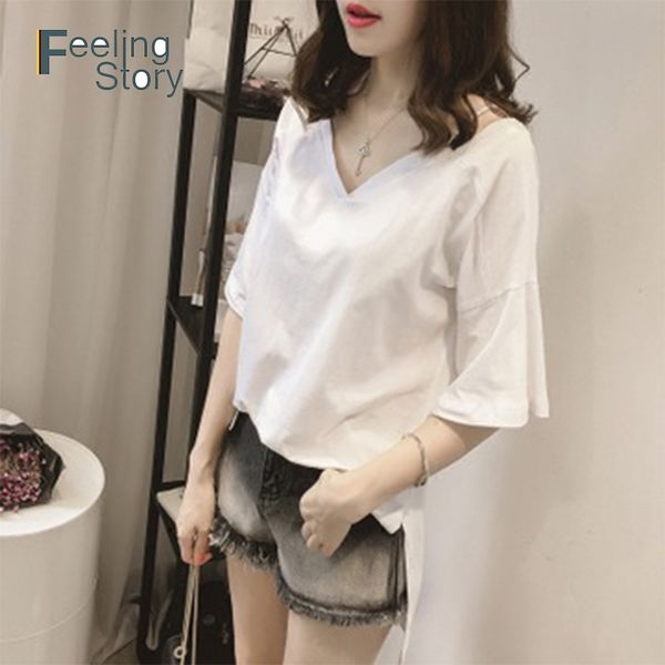 

korea summer tunics women big size 5xl v-neck shirt white female casual solid backless sleeveless women's blusas plus size 210603