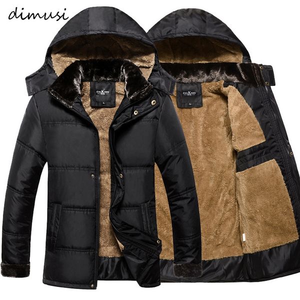 

winter men thick warm jacket male cotton fluff lining parkas casual outwear windbreaker detachable hat hoodies kg-196, Black