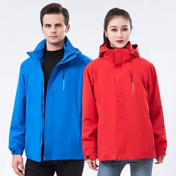 

lovers' outdoor activity stormsuit three in one or two-piece set, warm and breathable, printable, Blue;black