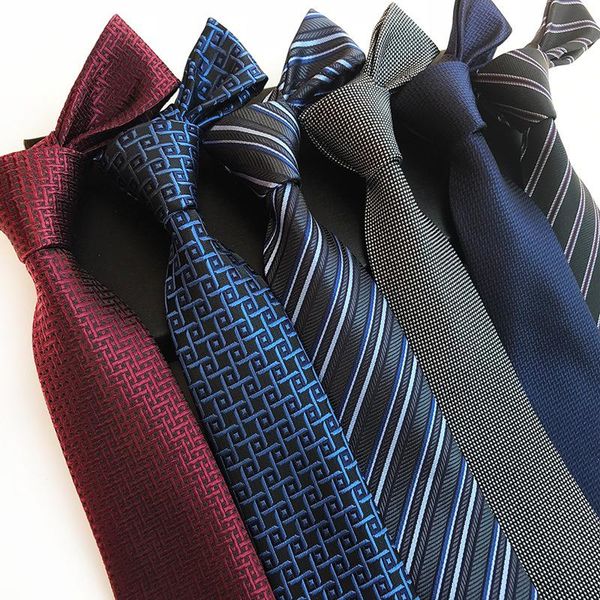 

bow ties 2021 polyester jacquard 8 cm stripe tie business casual plaid for wedding party, Black;gray