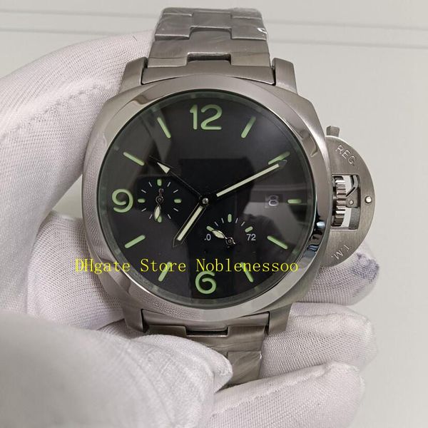 

men's sport watches mens 44mm 1950 stainless steel bracelet black dial pam 00347 power reserve automatic mechanical watch wristwatches, Slivery;brown