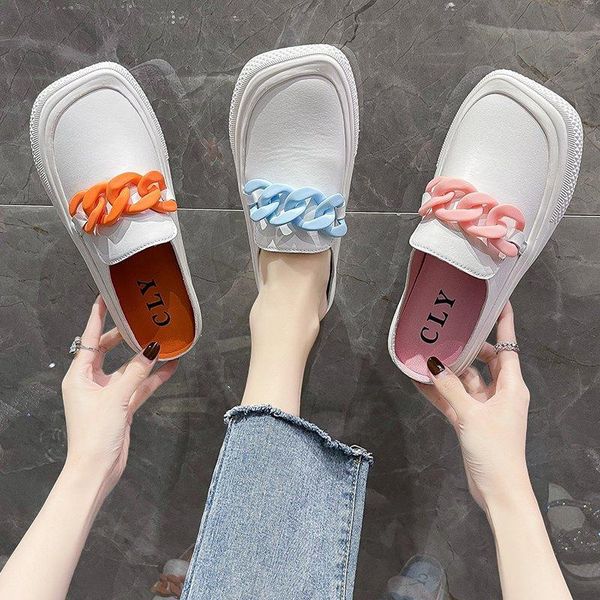 

slippers low basic sewing fabric pu hoof heels rubber, Black