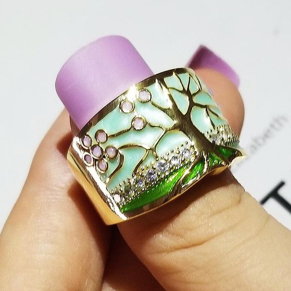 

wedding rings 2021 fashion tree eternity band ring for girl gift love valentine's day jewelry r5859, Slivery;golden
