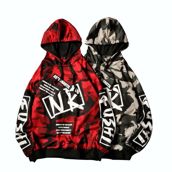 

2021 new red green hoodies loosely japanese style plus size sweater with hoodie male sports sleeve long camouflage jacket 3r9w, Black