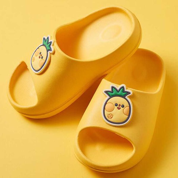 

children slippers for boys girls summer kids beach shoes non-slip cute fruit slides toddler soft indoor bathroom sandals qq309 210712, Black;grey