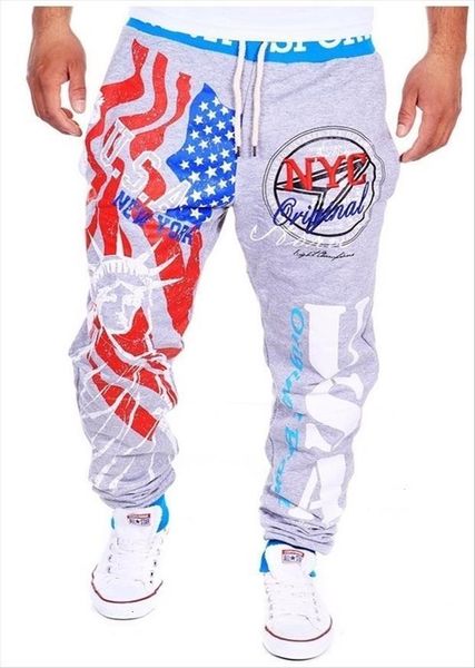 

digital print american flag women pants goddess fashion casual, Black